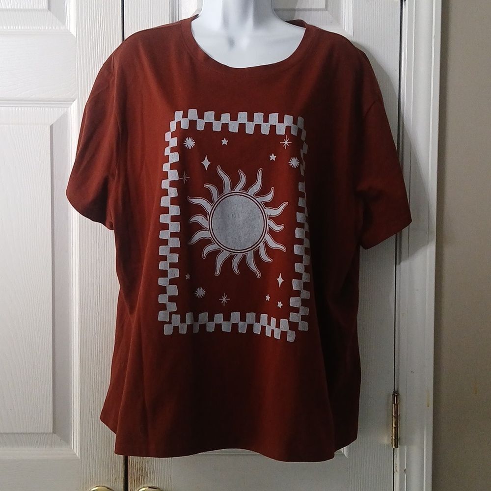 Sonoma brown gray sun design short sleeve t-shirt Sz 1X NWOT